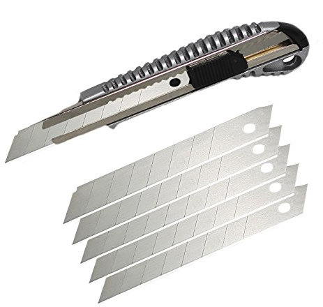 Cuttermesser 18 mm inkl. Ersatzklingen Bastelmesser Teppichmesser (1er Pack inkl. 10. Ersatz-klingen)
