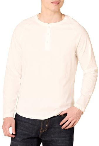 Amazon Essentials Men's Slim-Fit Long-Sleeve Henley Shirt, White, XXL