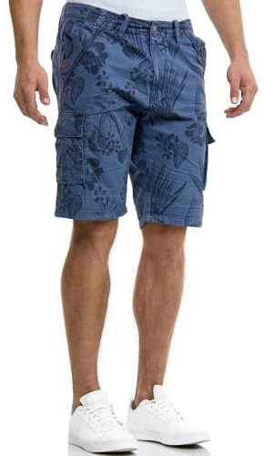 Indicode Herren Albert Moderne Cargo Shorts Hawaii aus 100% Baumwolle | Modische Herrenshorts für Urlaub und Freizeit im Hawaii-Look, Cargoshorts, Bermudas, coole Sommerhose, kurze Hose für Männer