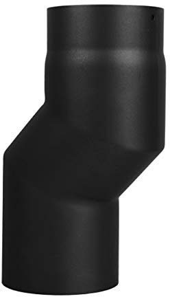 LANZZAS Rauchrohr Versatzbogen mit 60 mm Versatz - im Durchmesser Ø 150 mm - Farbe: schwarz - Ofenrohr Doppelbogen Etagenbogen