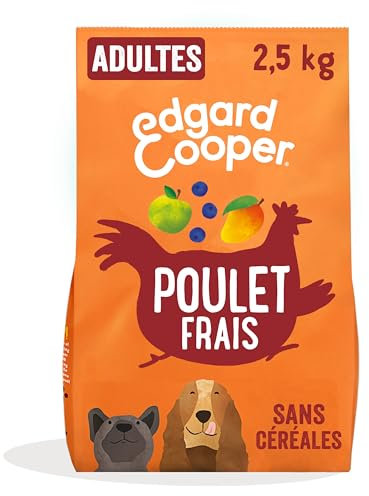 Edgard & Cooper Croquettes Chien, (Poulet Frais, 2.5kg) Sans Céréales, Viande fraîche et protéines de qualité, Vrais ingrédients pour chiens, Hypoallergénique, Sans sucres ajoutés