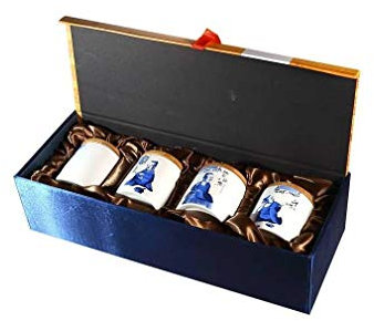 lachineuse - 4 Pots à Thé ou Epices - Coffret Cadeau avec 4 Pots en Porcelaine - avec Couvercles et Morifs Chinois - Coloris Blanc & Bleu - Idée Cadeau Asie Chine - Vaisselle Chinoise Traditionnelle