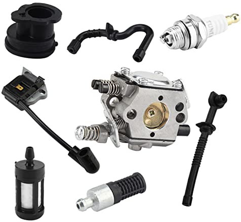 TOPINCN Carburatore Set di Bobine di accensione per 017 018 MS170 MS180 Risparmio di Motore Affidabile Motoseghe Tosaerba Parti Accessori