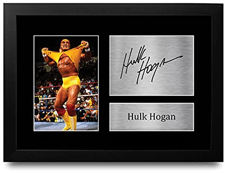 HWC Trading Hulk Hogan A4 Gerahmte Signiert Gedruckt Autogramme Bild Druck-Fotoanzeige Geschenk Für Wwe Wwf Wrestling-Fans