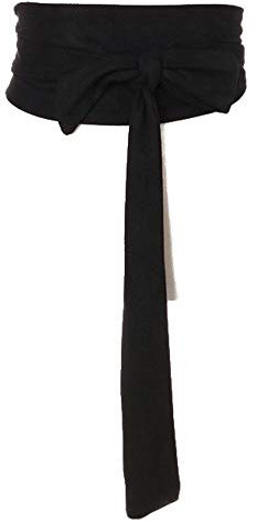 YM YOUMU Damen Breite Taille Gürtel Obi Taillenband Boho Band selbst Tie Wrap Wildleder für Kleid Hemd Longtops (Schwarz)