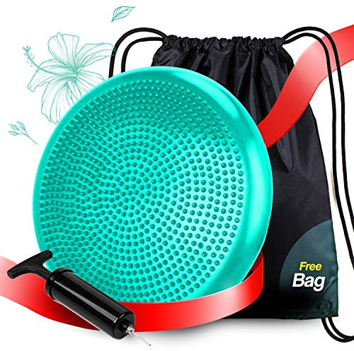 RFAQK Wackelkissen mit Pumpe & Rucksackbezug – extra dick, flexibel, Stabilität für sensorische Kinder im Klassenzimmer, Workout und Bürostuhl (Green)