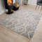 TAPISO Versay Teppich Shaggy Hellgrau Creme Fransen Modern Abstrakt Streifen Boho Weich Hochflor Langflor Wohnzimmer Schlafzimmer ÖKOTEX 160 x 220 cm