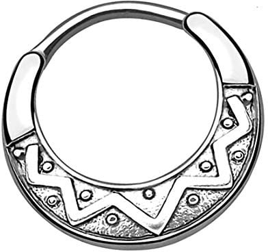 Taffstyle Piercing Chirurgenstahl Clicker mit Aztec Maya Tribal Style für Ohr Nase Lippe Intim Ring