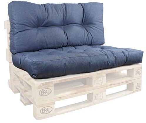 GERSO Palettenkissen 120 x 80 Sitzkissen und Rückenlehne 40cm Palettensofa Polster Set BLAU