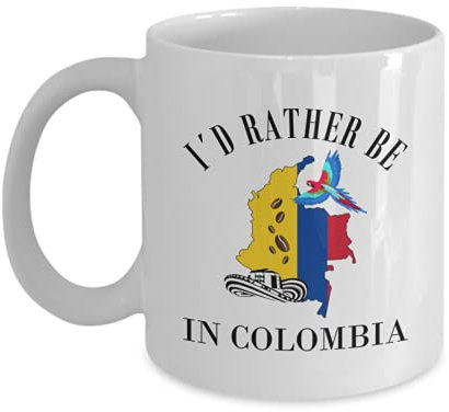 Taza de café Colombia, I'd Rather be in Colombia, taza de café Colombia, taza de recuerdo de Colombia, taza para amantes de Colombia
