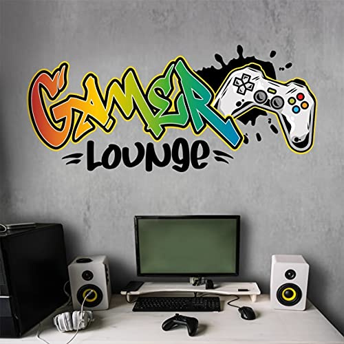tjapalo® v172 Cooles Gamer Wandtattoo Gaming Zimmer Jungen wandtattoo gamer graffiti Lounge Wandsticker game controller, Größe: B82xH35cm