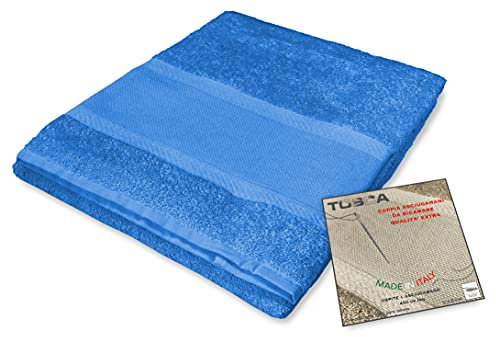 Tex family Set Asciugamani Bagno Tosca © in Spugna di Cotone 100% da Ricamare Punto Croce 1+1 Viso e Ospite - Bluette