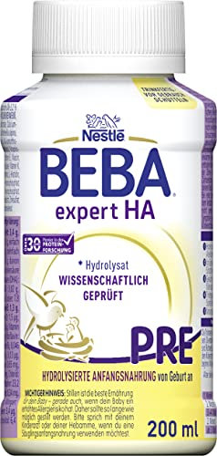 Nestlé BEBA expert HA PRE Hydrolysierte Anfangsnahrung, Säuglingsnahrung von Geburt an, 1er Pack (1 x 200ml)