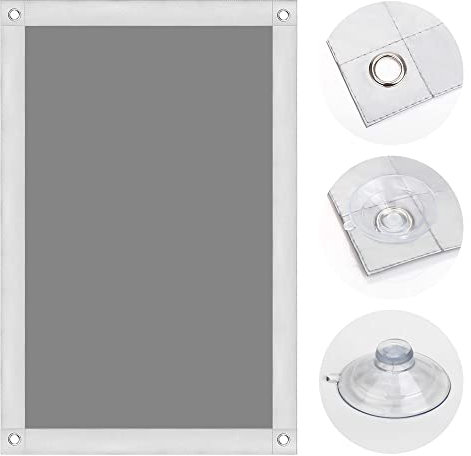 OBdeco Thermo Rollo 100% Verdunkelung Sonnenschutz Verdunkelungsrollo für Velux-Dachfenster Hitzeschutz ohne Bohren mit Saugnäpfen Grau 76x93cm für P06/406