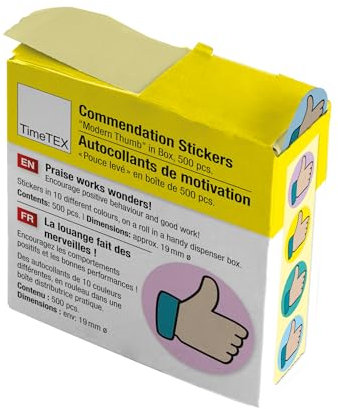 TimeTEX Belobigungs-Aufkleber Daumen modern - 500 Stück in Spender-Box - 19 mm ø - 62659