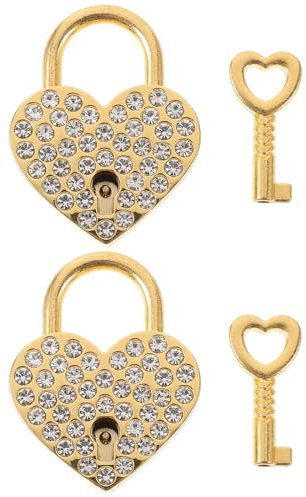 jojofuny 2 Stücke Schlüssel Tagebuch Valentinstag Buch Andenken Hochzeit Dekorativ Kleine Schublade Vorhängeschlösser Mini Schlösser Herz Paar Brust Metallliebhaber Funkelnd Ewig Reise