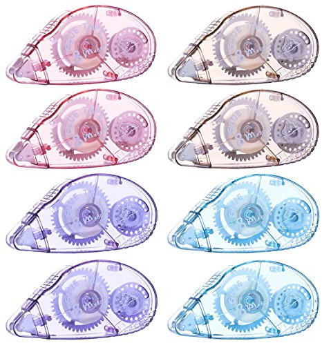 YICH Rouleau de colle Roller de Colle Double Face Ruban Adhésif Transparente 8pcs Rouleaux Colle pour Travaux Manuels Cartes Photos Journal et Scrapbooking