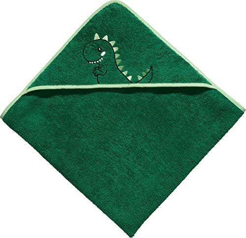Erwin Müller Kinder Kapuzenbadetuch Dino - flauschig weich, saugstark, strapaziefähig, 100% Baumwolle - grün Größe 80x80 cm