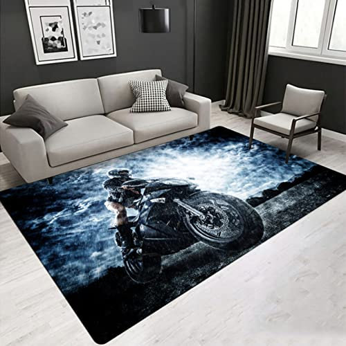 Motorrad 3D gedruckte Fußmatten Motorrad Enthusiast Teppich Boy Zimmer Wohnzimmer Schlafzimmer Rutschfester Bereich Teppich 50 * 80cm