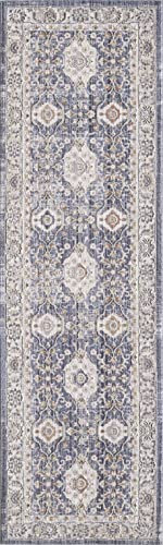 new home Lure Traditioneller Ikat-Teppich, 70 x 20 cm, Blau