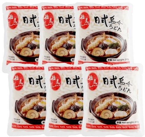 Japanese Style Fresh Udon Noodles for Wok Stir Fry Noodle Soup 200g (Pack of 6)