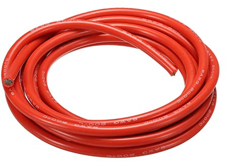 sourcing map 8 Gauge Silicone Wire 8AWG Electrical Wire Stranded Wire High-Temperature Hookup Wire Flexible Tinned Copper Wire Red 3.0m/10ft for Car Model Manipulator Electric Appliances