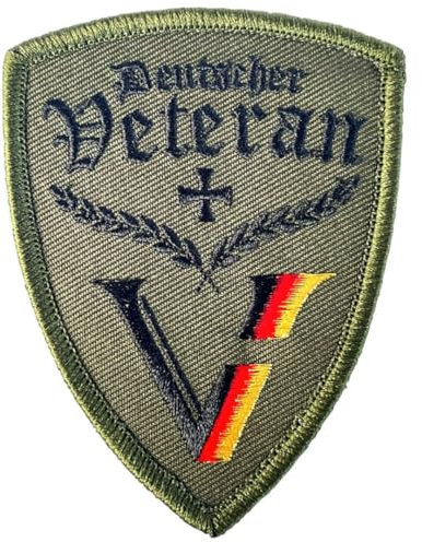 ZETTMANN® [ 1 Stück ] Deutschland Patch mit Klett als Bundeswehr Veteran für Militär Abzeichen Flagge für Rucksack T-Shirt Jacke BW oder Tactital Dienstgradbazeichen als Aufnäher ca.9x5cm in oliv