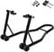 GiantexUK Motorbike Stand, Adjustable Rear Track Paddock Stand on Wheels, Heavy Duty Motorcycle Lift Stand for Workshop Garage Repair Shop (Black Body)