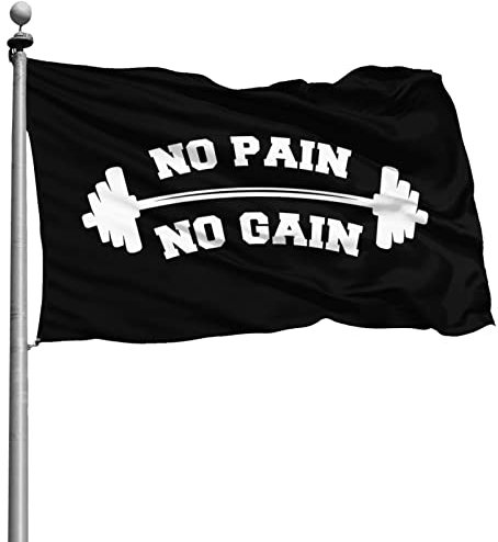 90X150cm Dekorative Fahnen Denken Sie Daran: No Pain No Gain Gym King Feiertage Flags Wind Und Regenfeste Parteifahne Perfekte Indoor Flagge Décor Für Outdoor Yard Porch