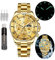 OLEVS Armbanduhr für Herren, Diamant-Optik, Business-Kleid, analog, Quarz, Edelstahl, wasserdicht, leuchtend, Datum, zweifarbig, luxuriös, legere Armbanduhr, Gw-g2870-golden, Armband