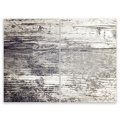 SMTDeco Herdabdeckplatte Ceranfeld Abdeckplatte Herdabdeckung Herdplatten Abdeckungen Induktionskochfeld 2 x 35x52 cm Zweiteilig Holz Grau