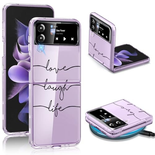 Croazhi Z Flip 3 Handyhülle für Samsung Galaxy Z Flip 3 5G Hülle, Transparente Dünn Silikon Blumen Muster, Galaxy Z Flip 3 Schutzhülle 360 Grad Bumper Bunt Stoßfest für Samsung Z Flip 3 Case (D)