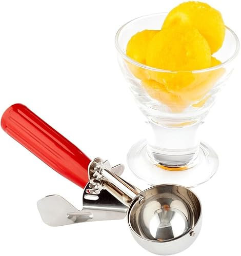Cuchara de helado de acero inoxidable para galletas, cuchara de masa con fácil liberación de gatillo, cuchara de comida de cocina para yogur congelado, helados, helados, bolas de proteína y albóndigas