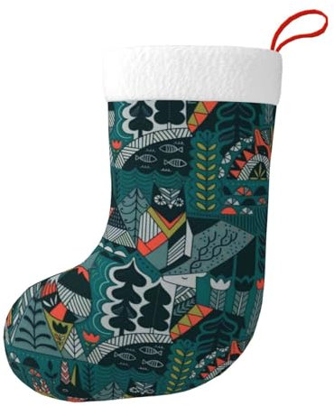Weihnachtsstrumpf 45,7 cm Weihnachtsstrümpfe skandinavische Tiere Weihnachten Urlaub dekorative Strümpfe Retro Cartoon