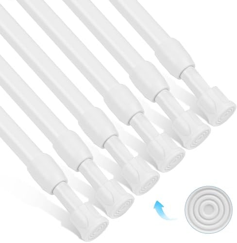 HOTUT Teleskopstange, 6 Stück Klein Ausziehbare Klemmstange, Klemmstange ohne Bohren, verstellbare kleine Spannstange für Duschvorhangstange, Kleiderstange, Schränke, Bücherregal (30-50cm)