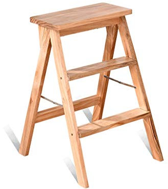 FLYIFE Taburete Escalonado Escaleras de Tijera de Madera Simples, Taburete de Escalera de Maderaiza de Tres Escalones Oficina Sala de Estar Sala de Estudio Taburetes de Vestíbulo Escalera Doméstica