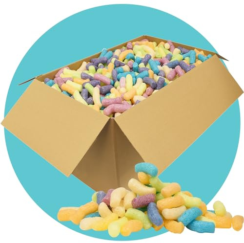 Triplast MultiColour ECO Packing Peanuts (2.5 Cubic Ft) - Corn Starch Based, Compostable, Biodegradable & Water-Soluble - Use as Loose Fill, Void Fill, Packing Chips & Packaging Filler for Shipping