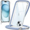caslord Handyband kompatibel mit iPhone 15 6,1 Zoll, Necklace Hülle mit Bands Handyhülle für zum Umhängen, Transparent Case mit Handykordel,Stoßfeste Schutzhülle zum Umhängen Kordel, Blau