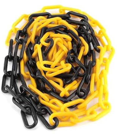 Yellow and Black Plastic Chain Barrier 3 Meter Length, 6 mm Thickness | Plastic Chain Link for Crowd Control | Safety Link for Construction, Road Safety Warehouse | Plastic Chain Barrier for Warning