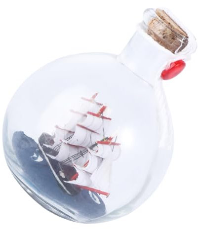 TOPPERFUN Glasflasche Ornament Schiff im Glas Treibflaschen Tischdekoration aus Glas Bunt Vielseitig für Wohn und Schreibtischdekor