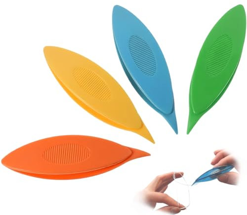 IBXWMNG 4 Stück Tatting Shuttle Weaving Tool,Kunststoff Occhi Schiffchen in bunten Farben für DIY Hand Spitze Herstellung - Große Augen Nadeln und ideale Tatting Shuttle Stricknadeln