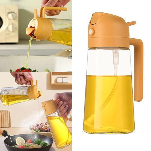 HOORayeah Oil Spray Bottle - 2 in 1 Oil Dispenser and Sprayer - Food-Grade Oil Sprayer - Oil Sprayer for Cooking, Air Fryer, Baking, Kitchen, Salad