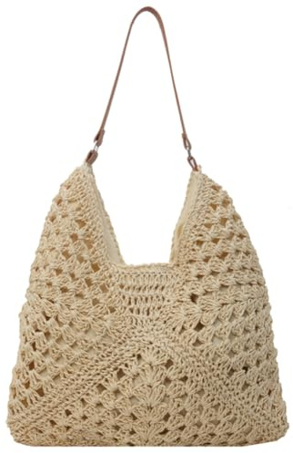 TIAASTAP Strohtasche Damen Handtasche Geflochtene Boho Tote Strandtasche Groß - Korbtasche Gewebte Basttasche für Sommer