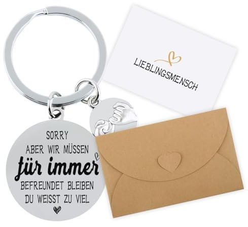 Freundschaft Geschenk für die Beste Freundin Lieblingsmensch Karte mit Umschlag Sorry aber wir müssen für immer befreundet bleiben, Coole Beste Freundin Geschenke Weihnachtsgeschenke