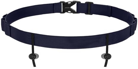 JasGood Triathlon Startnummernband Verstellbar Laufgürtel mit Nummernhalter 6 Gel-Halter Running Belt Laufgurt Bauchtasche Gürteltasche für Joggen Marathon Radfahren,Marineblau,65cm