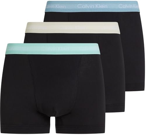 Calvin Klein Men’s 3 Pack Trunks Underwear, Multicolor (B- Fad Dnm, Cdon Tint, Beau Bl Wbs), XL