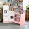 Pink Wooden Children's Kitchen, Children's Play Kitchen with Sink Stove Oven, Wooden Kitchen Toy Kitchen, Wooden Play Kitchen with Accessories for Children from 3 Years (Pink 2)