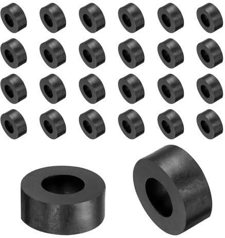 QUARKZMAN 36Pcs Entretoises en Caoutchouc de 25mm de Diamètre Extérieur, 12mm de Diamètre Intérieur, 10mm de Hauteur, Rondes, Anti-Vibrations, Rondelles en Caoutchouc Épaisses
