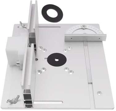 MEHOOSPVN Router Table, Router Lift, Table Saws for Woodworking, Router Table Insert Plate, Aluminum Alloy Wood Milling with Miter Gauge Table Saw Woodworking Benches, Durable Material, Silver