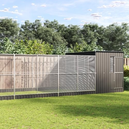 IKAYAA Voliere Vogelkäfig mit Erweiterung Vogelvoliere für Papageien Wellensittiche Vogelbauer Vogelhaus Stahl-911 x 303 x 216 cm